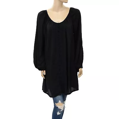 Ecote Urban Outfitters Solid Buttondown Mini Dress Black Shift M New 218328 • $9.91