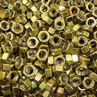 (200) 7/16 -14 Grade 8 Finished Hex Nut Yellow Zinc Plated Coarse Thread • $37.49