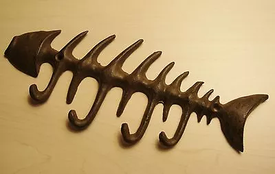 $8.95 • Buy Fish Bone Hook Hanger Sign Cast Iron Nautical Ship Boat Sailing Beach Home Decor