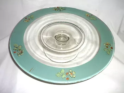 Vintage Pedestal Cake Plate Stand Reverse Painted 11  • $24.99