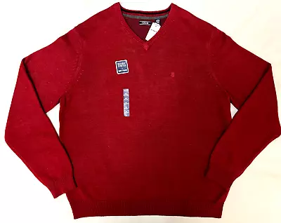 Izod Sweater Mens Size XXL Burnt Red V-Neck Pullover Long Sleeve Natural Stretch • $20.04