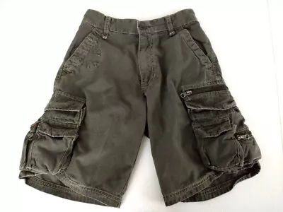 WearFirst Vintage USA Boys 100% Cotton Green 11 Pocket Cargo Shorts Size 8 • $15.99