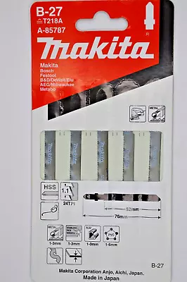 Makita A-85787 Jigsaw Blades For Stainless Steel Cutting Metal Pack Of 5 • £8.04