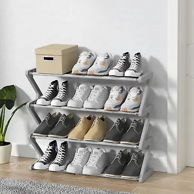 $36.28 • Buy 4 Tier Small Shoe Rack, 8-12 Pairs Shoe Tower Rack For Small Space, Free Standin