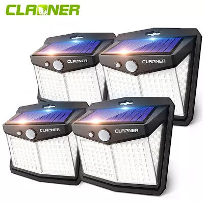 4Pack CLAONER Solar Power 128 LED Lights PIR Motion Sensor Outdoor Security Lamp • $22.99