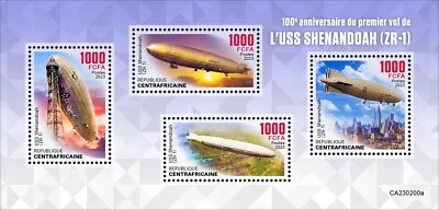 100 Years Of USS Shenandoah ZR-1 Dirigible MNH Stamps 2023 Central African M/S • $17.30