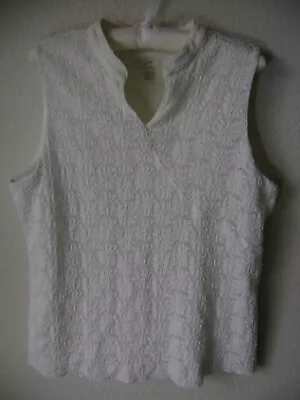 J. Jill Women's Lace Top L Large Ivory Off White Stretch Sleeveless Blouse Tank • $14.99