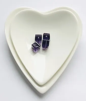 Stunning Purple Murano Glass Square  Beads 8 Mm 4 Pcs • £1.99