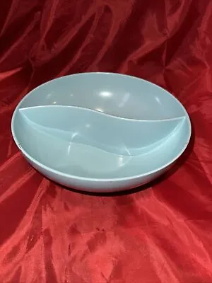 Vtg Stetson Melmac Dinnerware 8 7/8  Divided Serving Bowl Aqua Blue Usa • $4.99