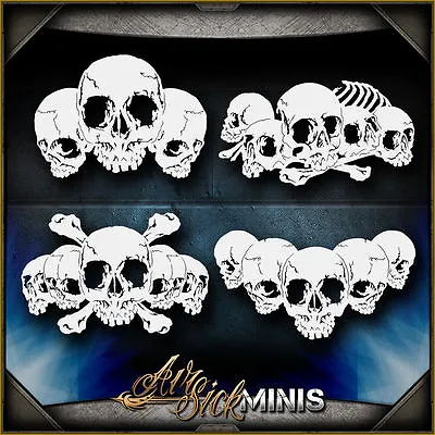 Mini Skull Background Set 4 -  Airbrush Stencil Template Airsick • $20