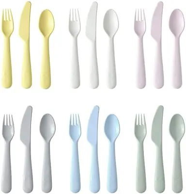 IKEA Kalas Cutlery Set Children Kids Cutlery Spoon Fork  Knife Plastic Set 18  • £4.74