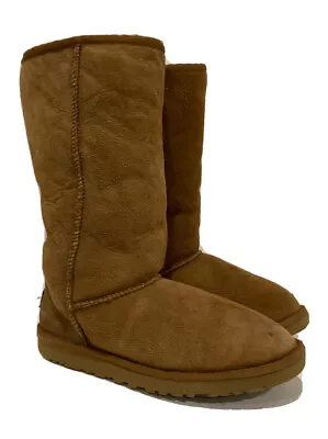 Ugg Australia Boots Classic Tall Shearling Sheepskin Suede Chestnut Sz 6 #5229 • $34