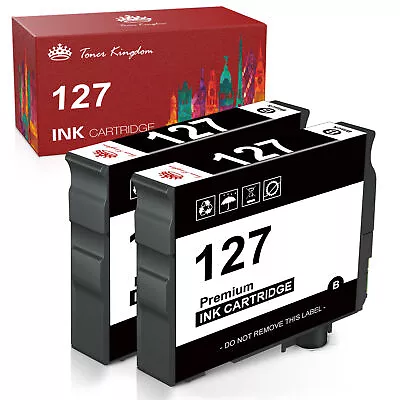 2PK Black Ink Cartridges With Epson 127 WorkForce 545 60 630 633 635 645 840 • $11.95