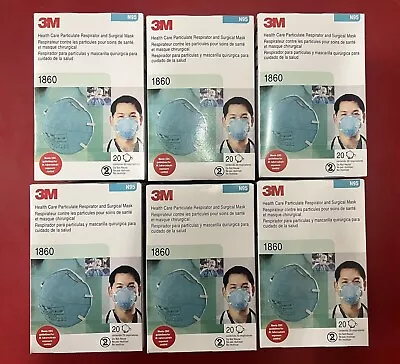 6 BOXS Of 20 NEW 3M 1860 N95 Face Mask Particulate Respirators Case Of 120 Masks • $36.99