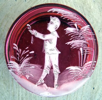 Antique Mary Gregory Cranberry Glass Powder Bowl  1879 – 1939 Af • $125