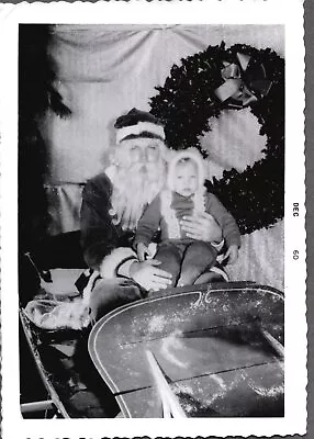 Vintage Photograph 1960 Little Girl/boy Santa Claus Christmas Sled Fashion Photo • $6