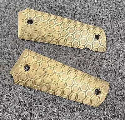 Solid Brass 1911 Hex Grips CNC Machined Fits Govt And Commander • $109