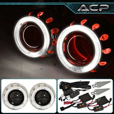 For Ford 2.5  Bi-Xenon HID Headlight Retrofit Dual Halo Projector Pearl Ring Red • $55.99