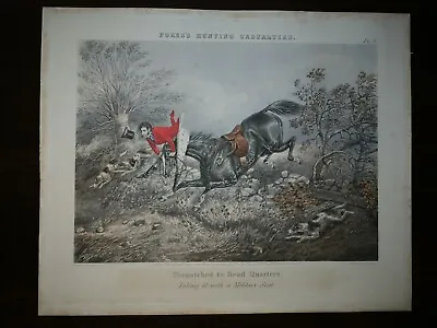 H. Alken J.harris- Antique Colour Engr. -foress Hunting Casualties pl.3 -1850 • £125