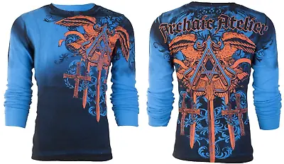 $25.95 • Buy ARCHAIC By AFFLICTION Men's Long Sleeve THERMAL Shirt DAVENTRY Biker Blue $58