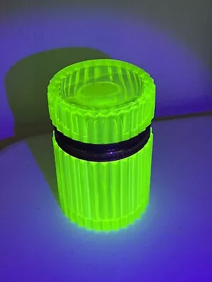 Antique Vintage Vaseline Uranium Glass Lidded Trinket Jar 4.5” • $102