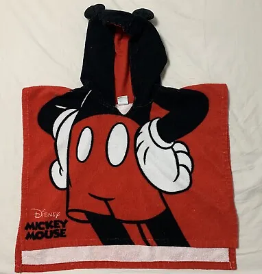 DISNEY Store Baby MICKEY MOUSE HOODED BEACH TOWEL One Size (Up To 2-3 Years) • £8
