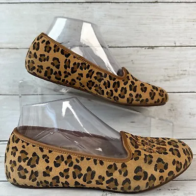 UGG Flats Womens Size 6.5 Brown Suede Animal Print Sheepskin Lining Loafer Shoe • $31.50