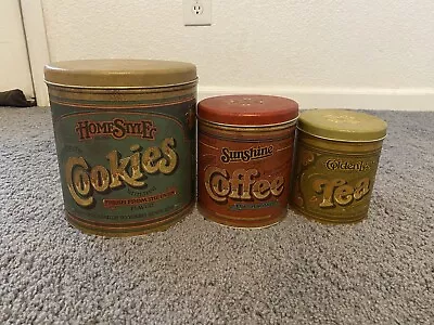 Homestyle Brand Cookie Coffee Tea Set Of 3 Tins Vintage • $33