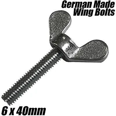 M6 X 40mm German Made Wing Nut Bolts Butterfly Screw Wingbolt Fasteners DIN 316 • £3.89
