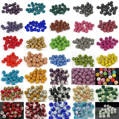 10Pcs Quality Czech Crystal Rhinestones Pave Clay Round Disco Ball Spacer Beads • £2.45