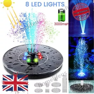 8 LED Solar Panel Powered Fountain Water Feature Pump Garden Pool Pond Aquarium • £13.52