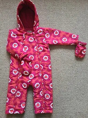 ❤  M&s Snowsuit Girls 12-18 Months Pramsuit All In One Fleece Puddlesuit Warm • £8