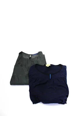 Martin + Osa Ella Moss Womens Striped Lightweight Shirts Blue Gray Size XS Lot 2 • $41.49