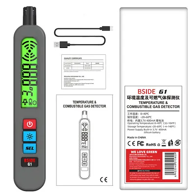 BSIDE Gas Leak Detector Combustible Natural Co2 Alcohol LPG Methane Analyzer • $20.79