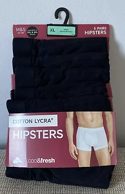 Marks And Spencer Mens Hipsters Trunks PACK Of 5  Cotton Lycra Size  XL 39-41 W • £15.99