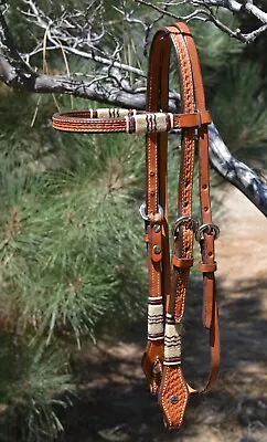 $115.20 • Buy Jose Ortiz Russet Browband Headstall W/Natural & Latigo Rawhide Braiding