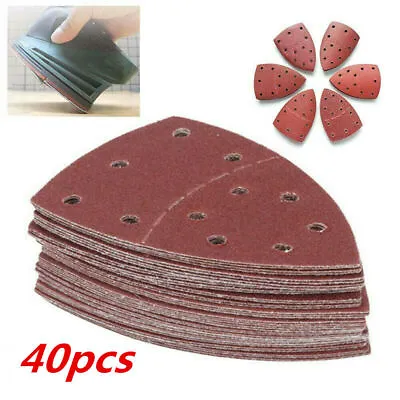 40pcs Sanding Sheets Hook & Loop Mouse Sanding Pads Sander Paper Triangle Discs • £6.89