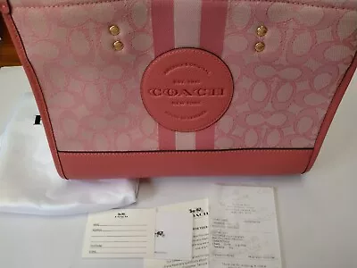 COACH Dempsey Carryall Tote C8448 Signature Bag Taffy Pink 22×29×13 New • $188