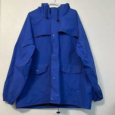 Columbia Rain Coat Hooded Insulated Waterproof Mens XXL Jacket Cobalt Blue PVC • $32.95