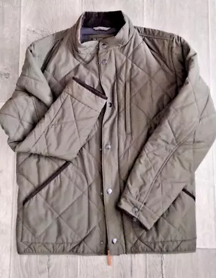 J. Crew Quilted Olive Green Sussex Jacket Coat Zip Snap Button Men Size M • $40