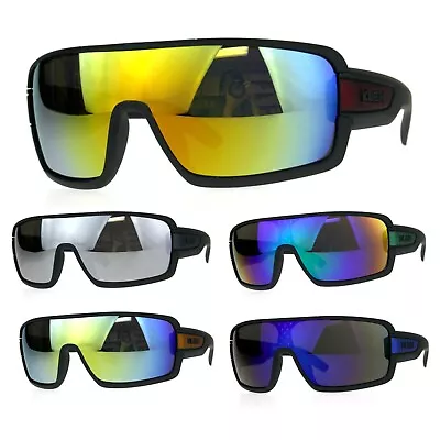Mens Kush Robotic Shield Color Mirror Plastic Oversize Sunglasses • $12.95