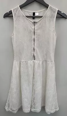 Lace Covered Dress H&M Size S Uk 8 Ivory Sleeveless Polyamide Womens • £7.19