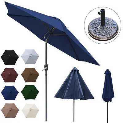 £62.99 • Buy 2.5M Round Garden Parasol Patio Sun Shade Umbrella Crank Tilt Base Weight