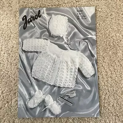 Jarol Knitting Pattern Baby Matinee Coat Bonnet Bootees 4ply 14-20 E409       • £1.25