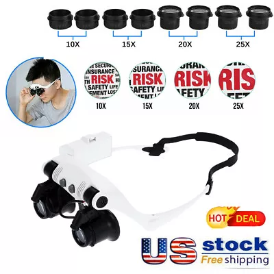 Headband Headset Jeweler Magnifier Workbenches Glass Loupe Glasses W/LED Light • $13.99