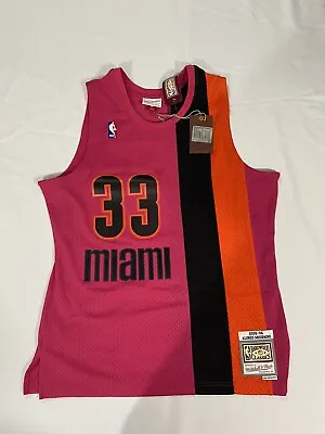 New Mens Large Pink Mitchell& Ness Miami Heat Alonzo Mourning 05 Swingman Jersey • $88.88