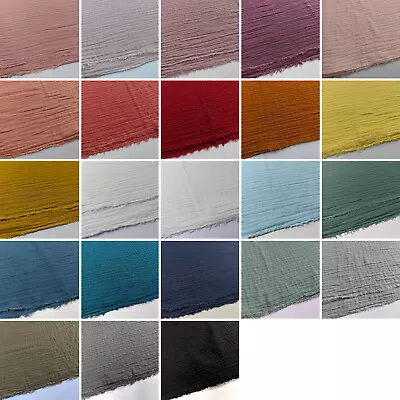 Double Gauze 100% Cotton Plain Fabric Dressmaking Lightweight Soft Muslin Cloth • £6.29