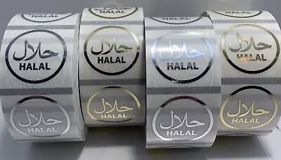 30mm Transparent Labels Printed Gold Silver Halal Logo For Food Meat Party Bag • £5.99