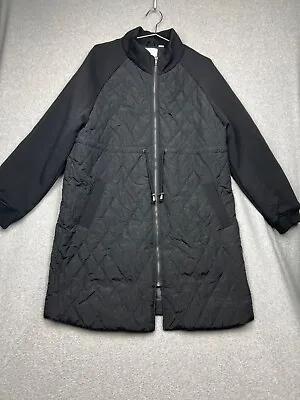 Mamalicious Maternity Quilted Black Jacket Drawstring Waist Sz XL Black Casual • $34.21