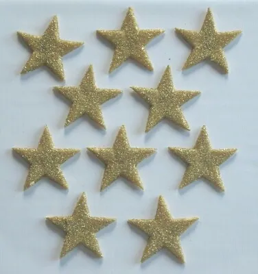 10 X EDIBLE GOLD GLITTER STARS. CAKE DECORATIONS. LARGE 4cm. • £4.10